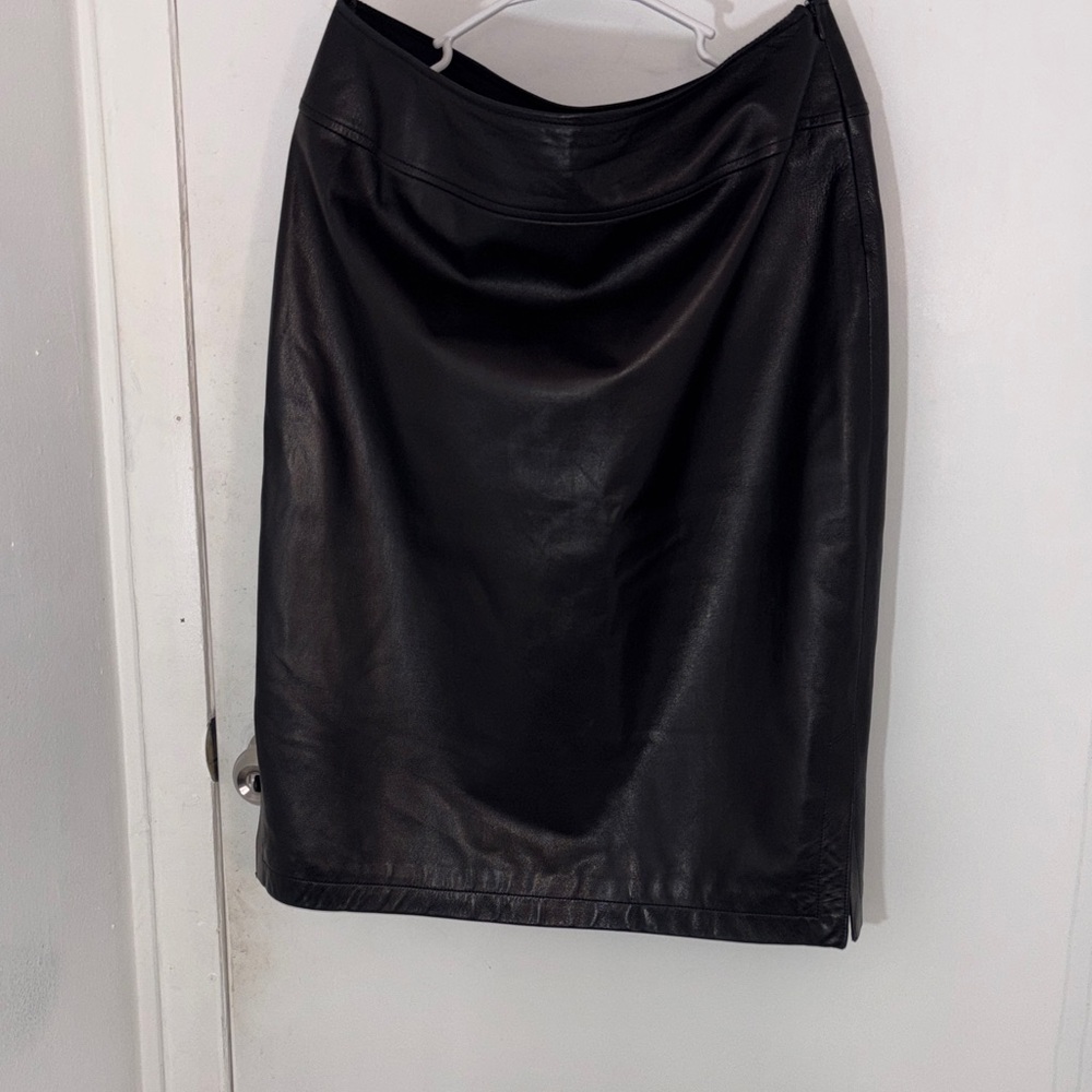 NWOT St. John Black Leather Skirt Open to offers